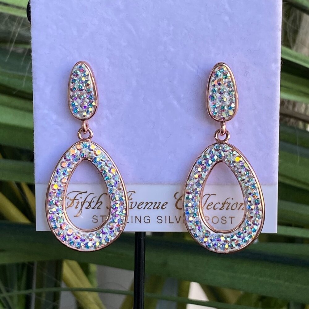 Fifth Avenue AB Swarovski Crystal Oval Dangle Earrings NWT​​​